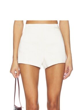 Eaves cream satin high rise mini shorts